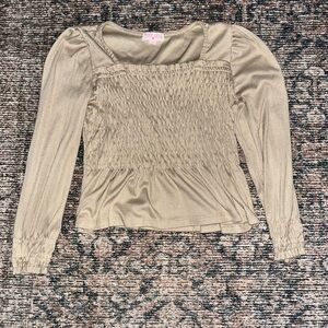 Stylish Beige Long Sleeve Kids Top